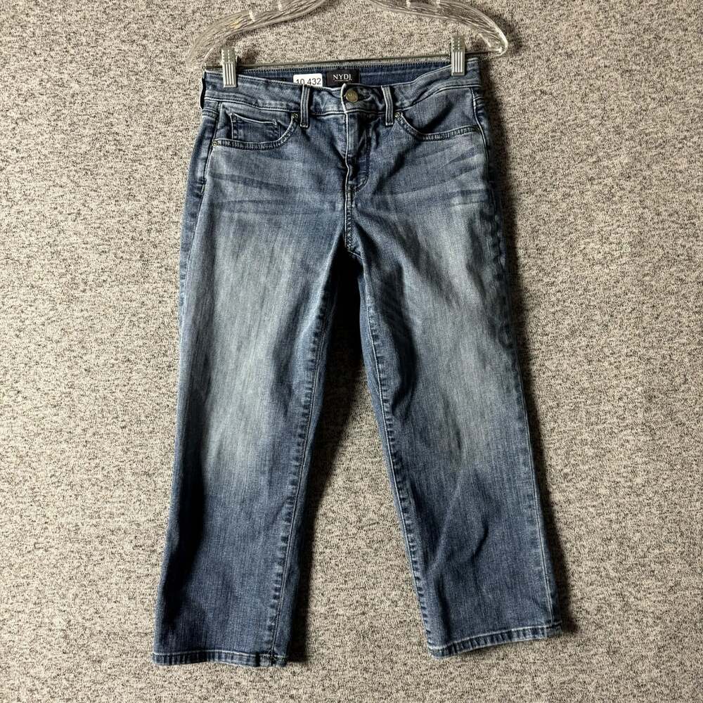 NYDJ Women's Size 4 Marilyn Straight Leg Cropped Blue Denim Jeans